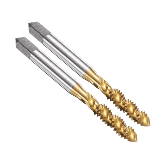 Uxcell 2pcs Spiral Flute Thread Tap 1/4-20 UNC Machine Taps HSS6542 Titanium Coated
