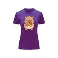 thumbnail image 2 of Playera Blusa De Capybara Comiendo Pretzel Ropa Divertida Para Mujer Capibara Color Morado Talla Chica Marca Emil SaEs, 2 of 4
