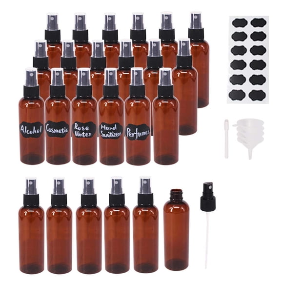 Botellas de aerosol BPFY de plástico ámbar de 60 ml, paquete de 24 unidades, para aceites esenciales