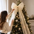 thumbnail image 4 of Pearlescent Double Layer Christmas Tree Topper Bow, Elegant Tree Top Ornament, Flowing Ribbon Decor, For Modern Home Interior, Xmas Party And Holiday Tree Layout, 4 of 5