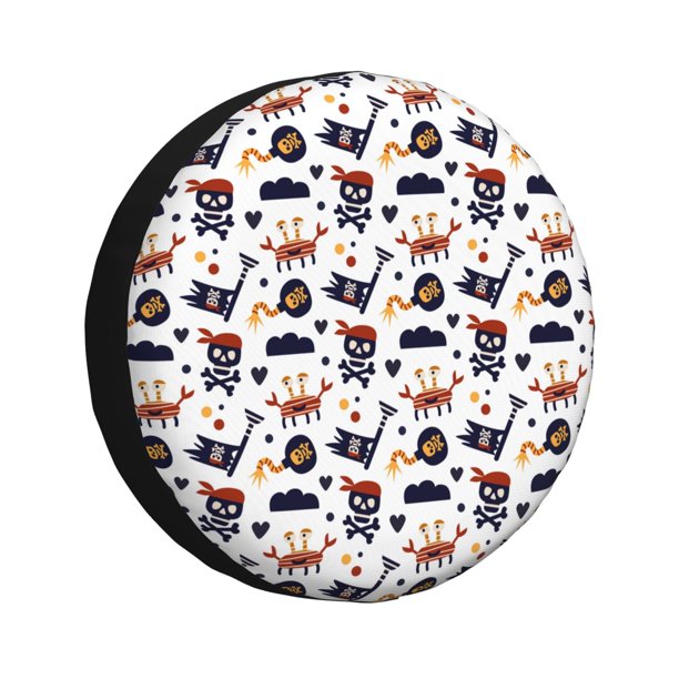 Fotbe Pirate Theme Funda de Llanta de Repuesto con Estampado, Engrosada, Ajuste Universal para Jeep, Remolque, RV, SUV, Camión-15 inch