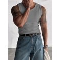 thumbnail image 4 of Men'S Ribbed Knit Form-Fitting Workout Wide Shoulder Tank Top Light Gray M, 4 of 7