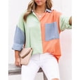 thumbnail image 5 of Chouyatou Women's Color Block Long Sleeve Button Down Boyfriend Shirt Blouses, 5 of 5