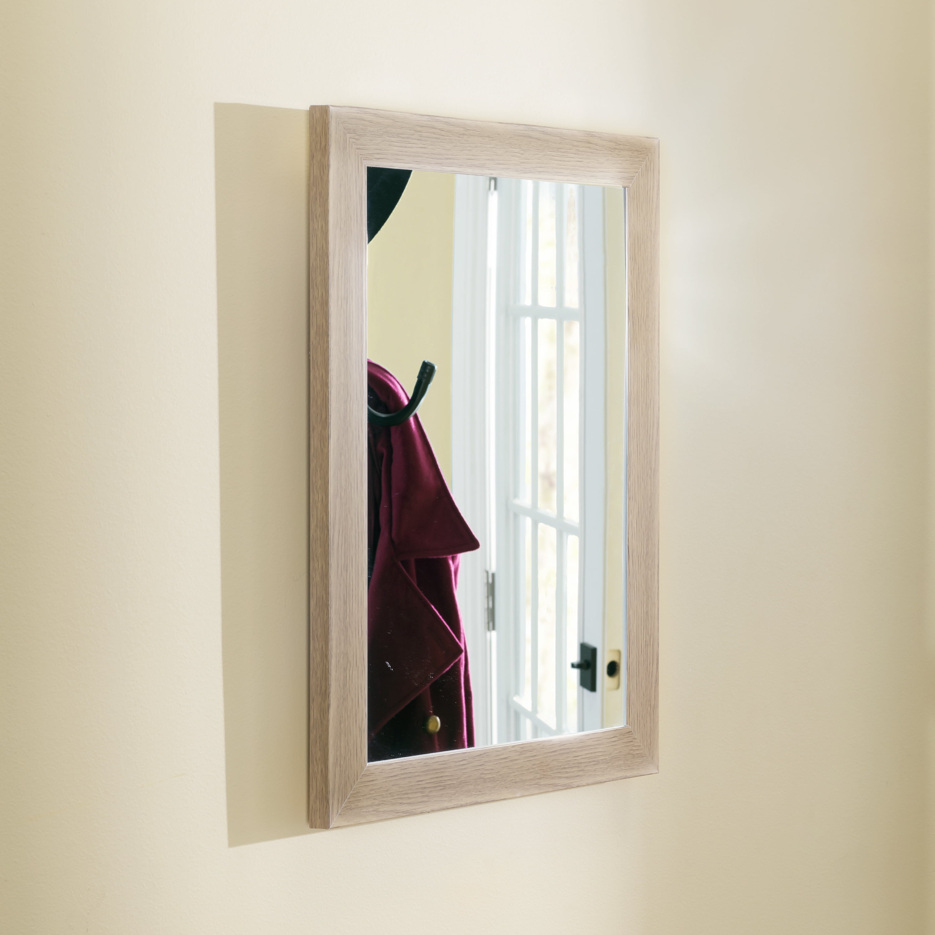 Contemporary Rectangle Wall Mirror, Natural