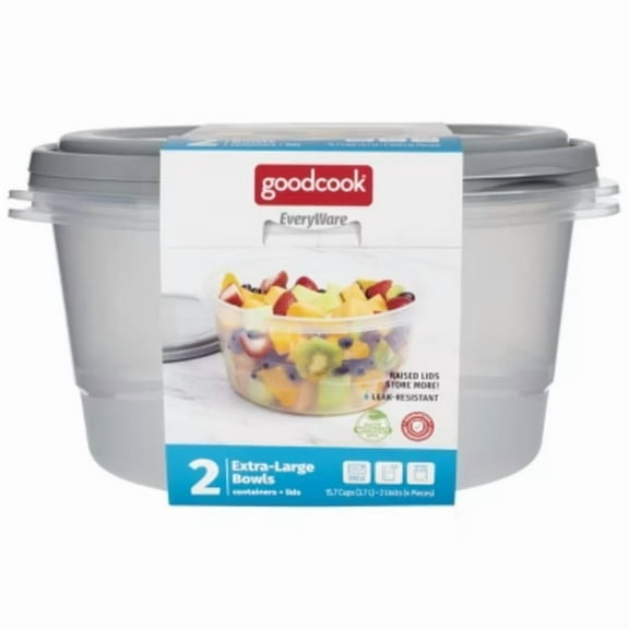 EveryWare Round Food Storage Containers - 15.7 Cups - 4pcs/2ct - Gray