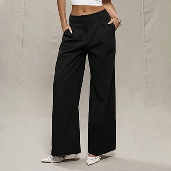 Juslio Pants for Women Casual Comfortable High Waist with Pockets Straight Pants
