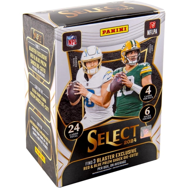 Panini 2024 NFL Select Football Trading Card Blaster Box (Blue & Red Prizm Shock Die-Cuts)