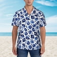 thumbnail image 2 of Fuzoiu Blue Ink Flowers Print Hawaiian Shirt for Men, Summer Beach Casual Short Sleeve Button Down Shirts, Men’s Beach Summer Shirts with Pocket,XX-Large, 2 of 7