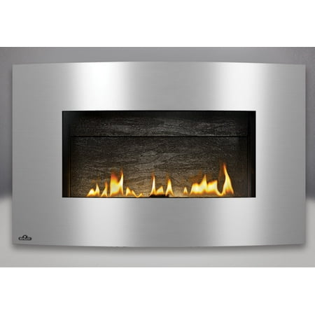 Napoleon WHD31N 20000 BTU Plazmafire Wall Hanging Fireplace With Heat Resistant Ceramic Glass Slate Brick Panel Gas Shut Off & Electronic Ignition Gas