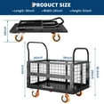 thumbnail image 4 of Platform Truck Cart with Cage, 1800Lbs Capacity Push Hand Truck Dolly Cart, Multipurpose 6 in1 Foldable Flatbed Cart with 4 Wheels for Grocery, Warehouse, Garage and Laundry, 4 of 7