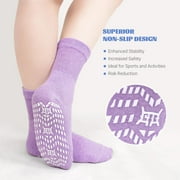 AMITOFO Womens Non-Slip Grip Socks,Non Slip Socks with Rubber Gripper Bottom,Ideal for Yoga, Pilates,Hospital Use,5-Pair Gripper socks,Size 9-11