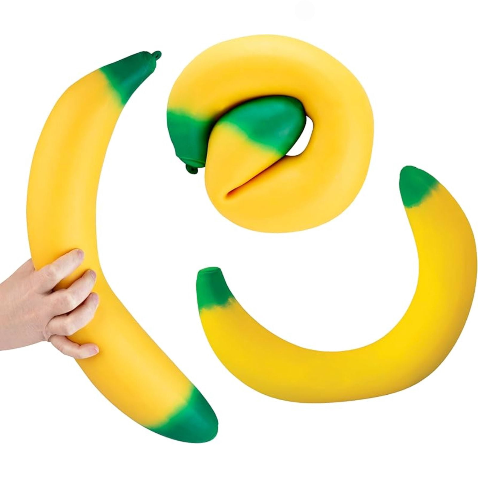 Giant Yellow Banana Squishy Toy - Large 14 inch Slow Rebound Stretchy Banana Stress Relief Fidget Toy Fruit Sensory Play for Kids & Adults