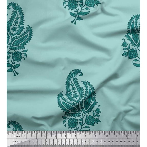 Soimoi Velvet Fabric Floral & Paisley Block Decor Fabric Printed Yard 58 Inch Wide