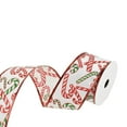 thumbnail image 3 of Christmas White Satin Red Trim Candy Cane Wired Ribbon, 2-1/2-Inch, 10-Yard - Red/Green, 3 of 3