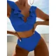 thumbnail image 2 of Bikini rosa con efecto Tie Dye para mujer, traje de baño Sexy con falda de malla y realce, conjunto de 3 piezas, cintura alta, 2024, 2 of 5