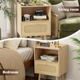 thumbnail image 7 of Gelloan Nightstand Set of 2, Rattan Drawer Bedside Table with Open Storage, Modern Wooden End Table, for Bedroom, Dorm and Small Spaces,Natural, 7 of 7