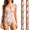 thumbnail image 2 of CCRFTGI Swimsuit for Women Funny Bowknot Print One Piece Bathing Suit for Women Summer Beach Vacation Quick Dry Swimwear Pink S, 2 of 8