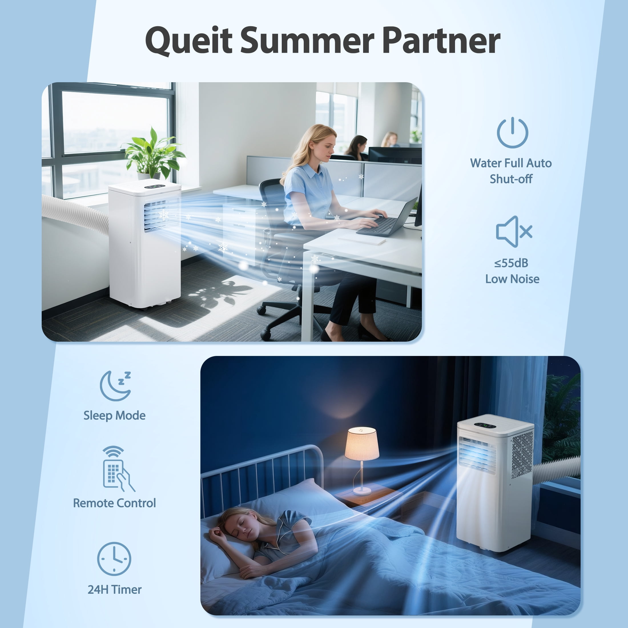 LifePlus Portable Air Conditioner 10000BTU Ashrae ( 6000BTU) Indoor Room AC Unit Dehumidifier Window Kit Remote Control Easy&Efficient Bedroom