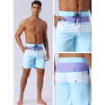 thumbnail image 5 of DARING DIVA Men's Drawstring Waist Pool Beach Striped Swimming Shorts 34 Sky Blue, 5 of 6
