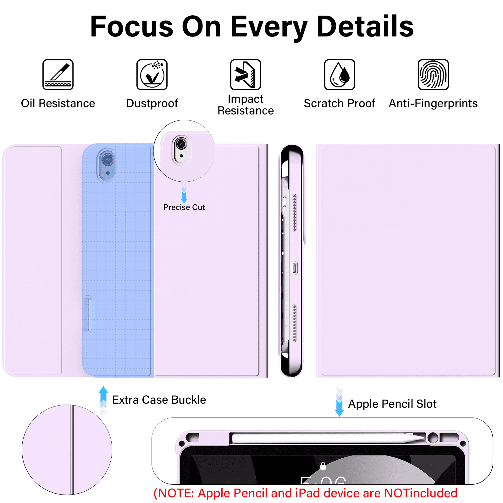 Kenke Keyboard Case iPad Air 11 Inch M4/M3/M2 (2026/2025/2024), iPad Air 5/4th Gen (2022/2020) 10.9 Inch, Detachable Bluetooth Keyboard Rechargeable with Right Side Pencil Holder & Groove, Purple