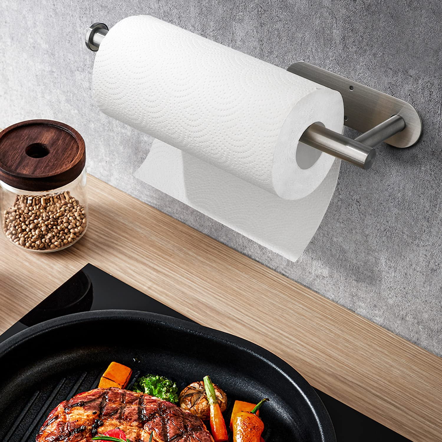 Paper Towel Holders for Kitchen,Paper Towels Bulk- Self-Adhesive Under Cabinet,Both Available in Adhesive and Screws,Stainless Steel