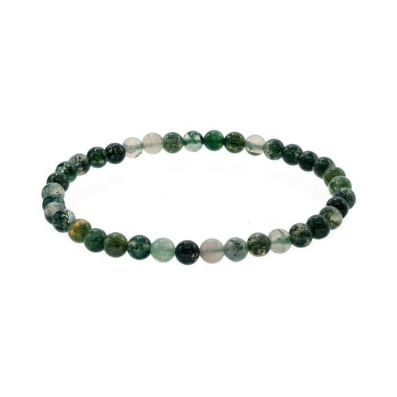 LTC Designs 4.5 mm Round Moss Green Agate Stretch Bracelet, 7" for Adults