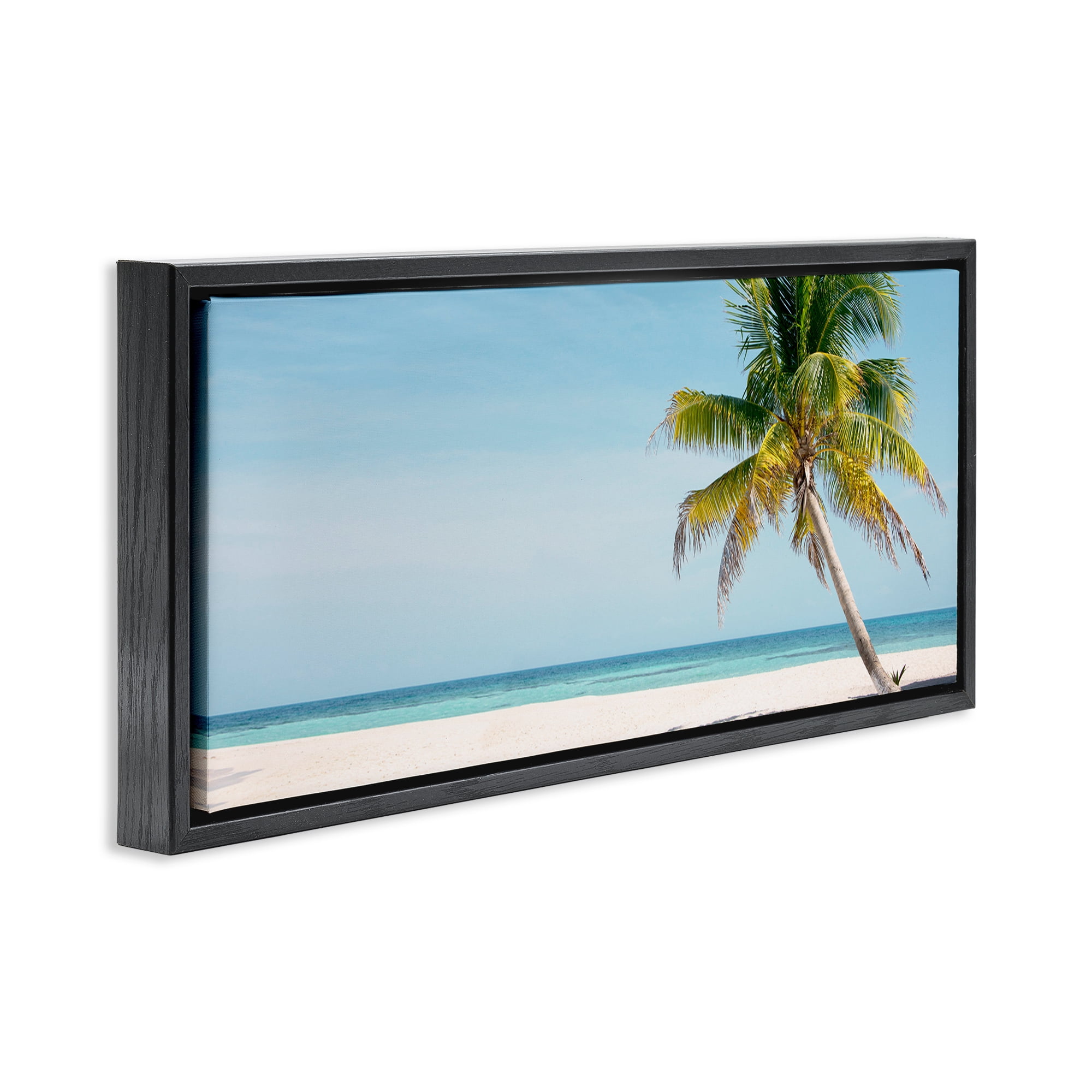 Stupell Industries Tropical Island Palm Tree Black Framed Floater Canvas Wall Art, design by Danita Delimont