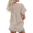 thumbnail image 2 of Womens Button Down Shirts Pocket Cap Sleeve Solid Color Tops, 2 of 3