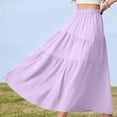 thumbnail image 6 of Roncen Women’s Boho Elastic High Waist Pleated A-Line Flowy Swing Asymmetric Tiered Maxi Long Skirt Dress with Pockets, 6 of 6