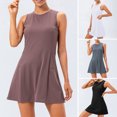 thumbnail image 3 of Yeacher Ensemble Robe de Tennis pour Femmes et Shorts Robe Débardeur Sans Manches avec Poches Entraînement 2 Pcs, 3 of 7