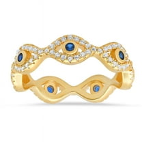 Kylie Harper 14k Yellow Gold Over Silver CZ Evil Eye Eternity Band Ring