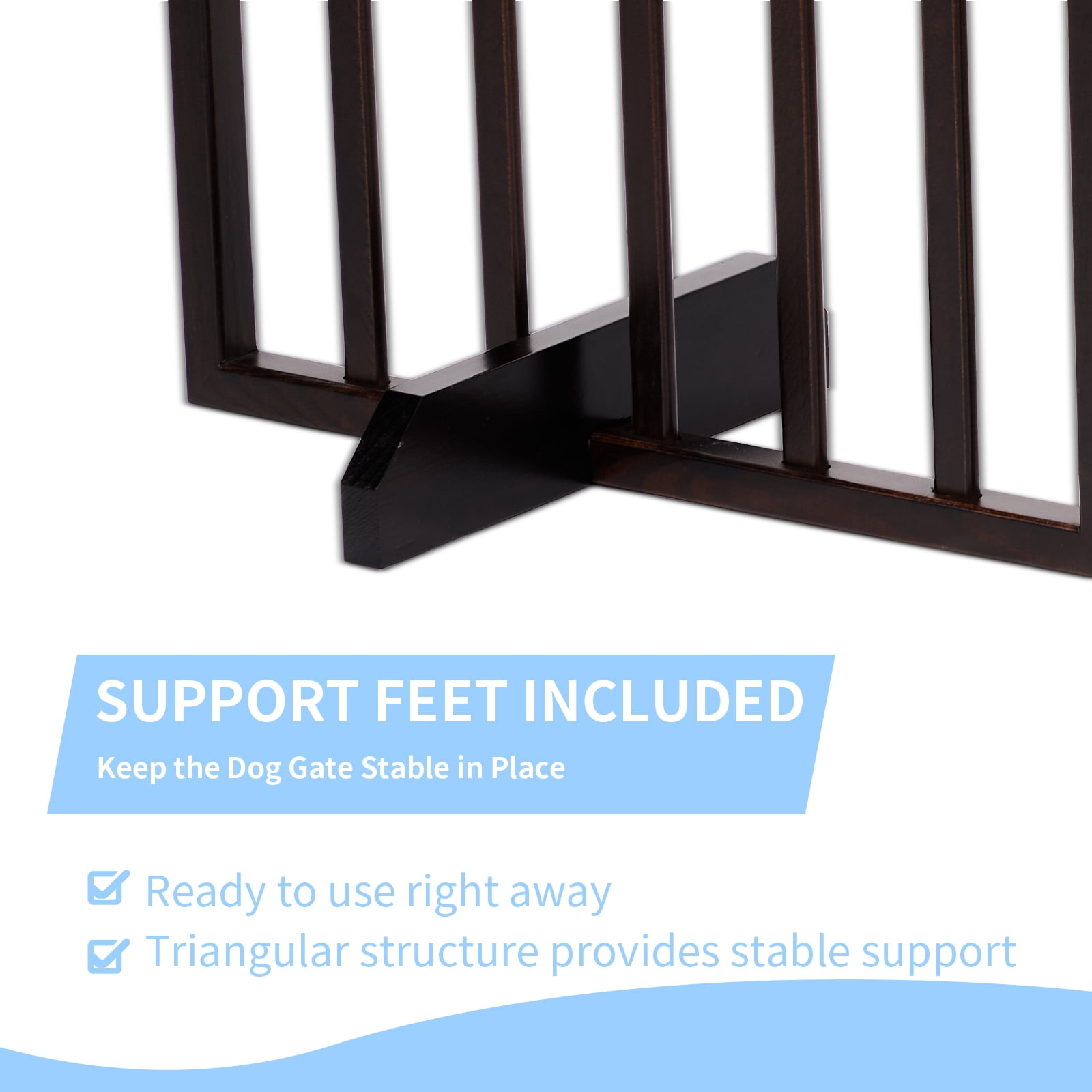 HiiKaa Wooden Freestanding Foldable Pet Gate for Dogs,24 inch 3 Panels Step Over Fence,Dog Gate for The House,Doorway, Stairs,Extra Wide (Walnut, 24" Height)