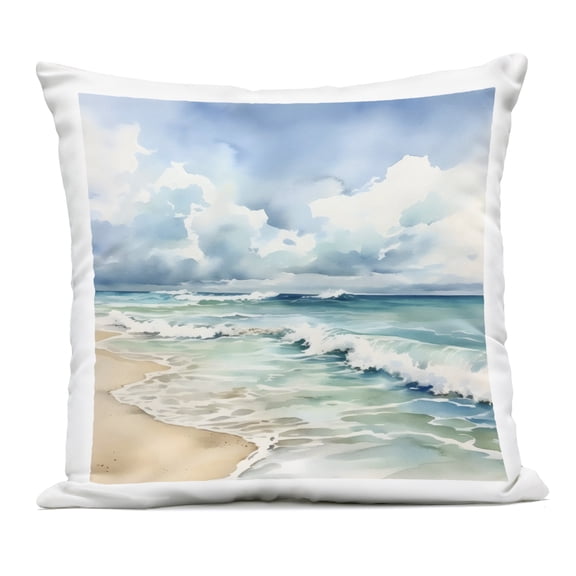 Stupell Industries Sun Bleached Serene Coast Outdoor Printed Pillow design by LSR Design Studio, 18 x 7 x 18