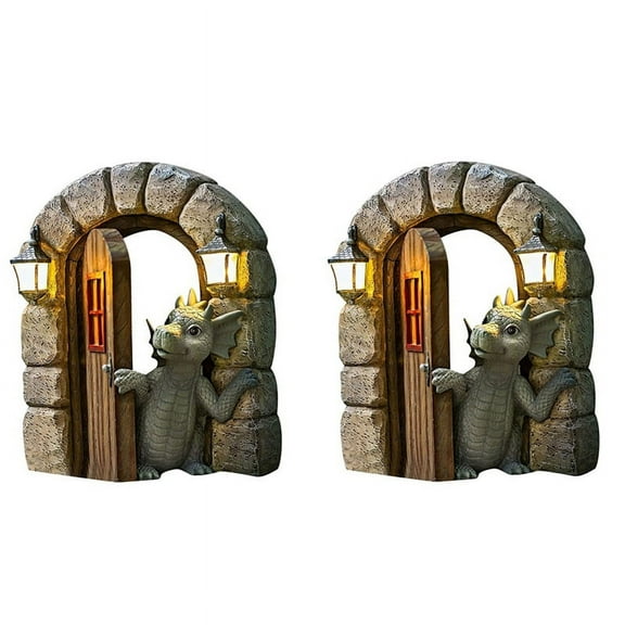 2PCS Garden Decor Wall Decoration Dragon Statues, Small Beautiful Yard Sculpture Resin W111