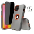 thumbnail image 1 of NIFFPD iPhone 14 Plus Case with Screen Protector （Anti Spy Privacy） + Camera Lens Protector, Heavy Duty Hard Shockproof Phone Case for iPhone 14 Plus 6.7" Gray+Orange, 1 of 3