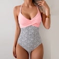thumbnail image 4 of Women's One Piece Swimsuits Tummy Control Front Cross Bathing Suits V Neck Slimming Tie Back Swimwear Pink XL, 4 of 6