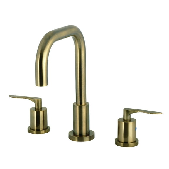 Kingston Brass FSC893SVLAB Serena Widespread Bathroom Faucet with Brass Pop-Up, Antique Brass
