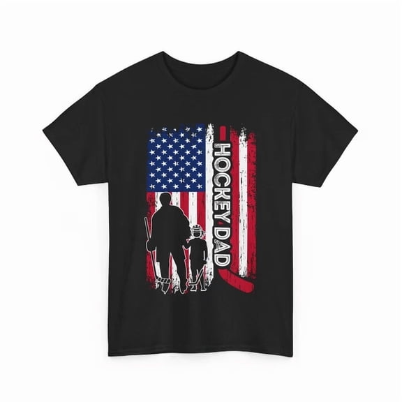 With Hockey Dad American Flag Shirt, Hockey Sports Lovers Father's Day Dad Men S-5XL Birthday Gifts; For Men & Women