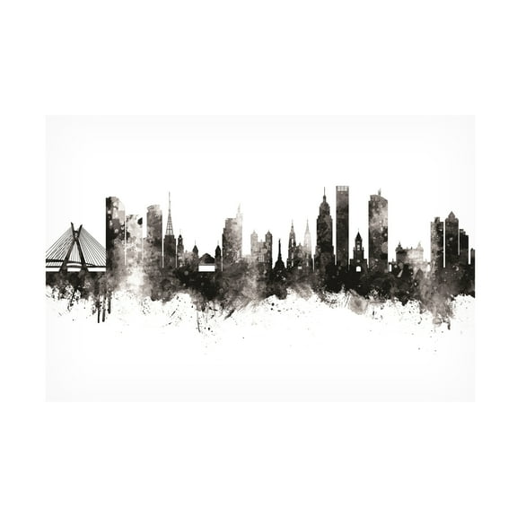 Michael Tompsett 'Sao Paulo Skyline Brazil Black White' Canvas Art