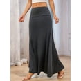 thumbnail image 2 of Women'S Casual Mid Long Skirts Stretchy Ultra-Soft Flowy Maxi Formal Skirts High Waist Lounge Skirts Dark Gray S, 2 of 5