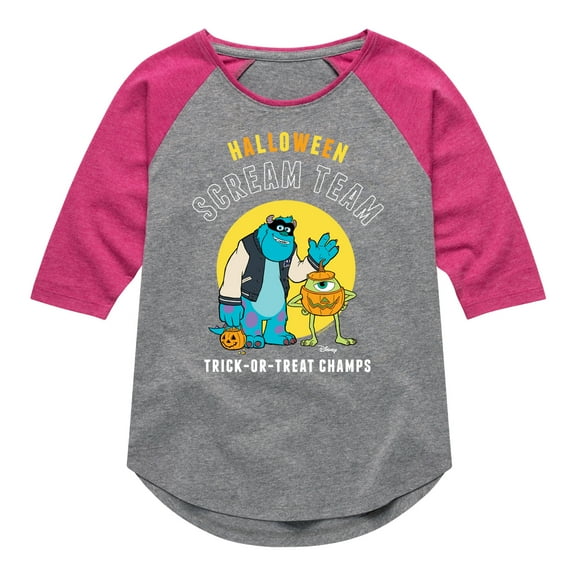 Monsters Inc - Halloween Scream Team - Toddler And Youth Girls Raglan Graphic T-Shirt