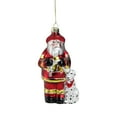 thumbnail image 2 of Fireman Santa Claus with Dalmatian Glass Christmas Ornament - 5" - Red and White, 2 of 4