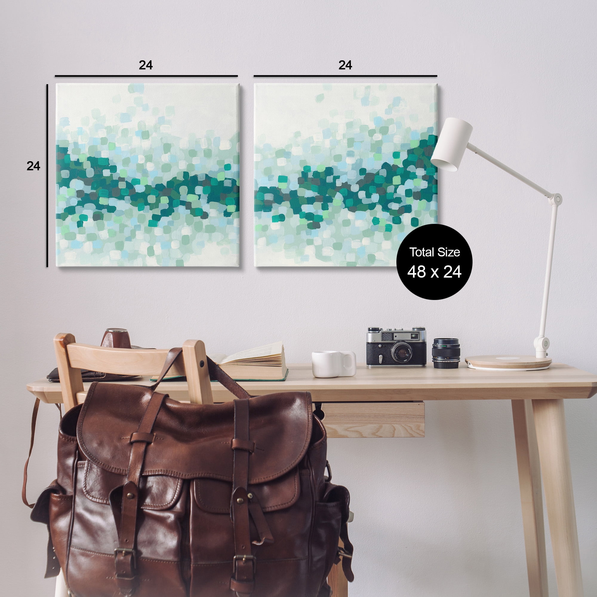 Stupell Industries Abstract Speckled Horizon Abstract Painting Gallery Wrapped Canvas Art Print Wall Art, 24 x 24, Set of 2