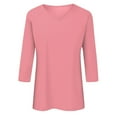 thumbnail image 3 of GIPQJK 3/4 Sleeve Tops for Women Casual Solid Color Crewneck T Shirts Loose Fit Solid Three Quarter Length Tunic Top Pink L, 3 of 4