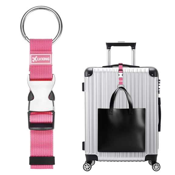 1-Pack Add A Bag Luggage Strap, Adjustable Suitcase Belt, Carry Strap with Ring Buckle [Red]