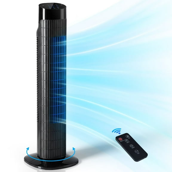 Tower Fan for Bedroom, 31" Oscillating Electric Fan with Remote, 3 Modes, Quiet Fan for Home, Office(Black)
