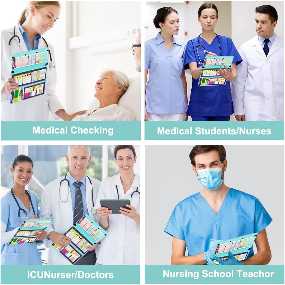 Nursing Clipboard, Foldable 3 Layers Nurse Clipboard with Quick Access Medical References and Nursing Cheat Sheet Notepad for Students, Nurses, Doctors and Medical Staff(Dadrk Blue)