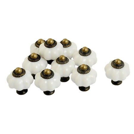 - Unique Bargains Ceramic Pumpkin Shape Knob Cabinet Door Cupboard Drawer Locker Pull Handle 10PCS