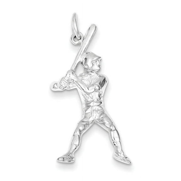 925 Sterling Silver Solid Polished Baseball Batter Charm 32x17mm Wide Pendant Necklace for Women