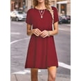 thumbnail image 5 of Weardear Womens Summer Casual Short Sleeve Dress Swing Plain Simple Dress Boho Beach T-Shirt Dress, 5 of 6